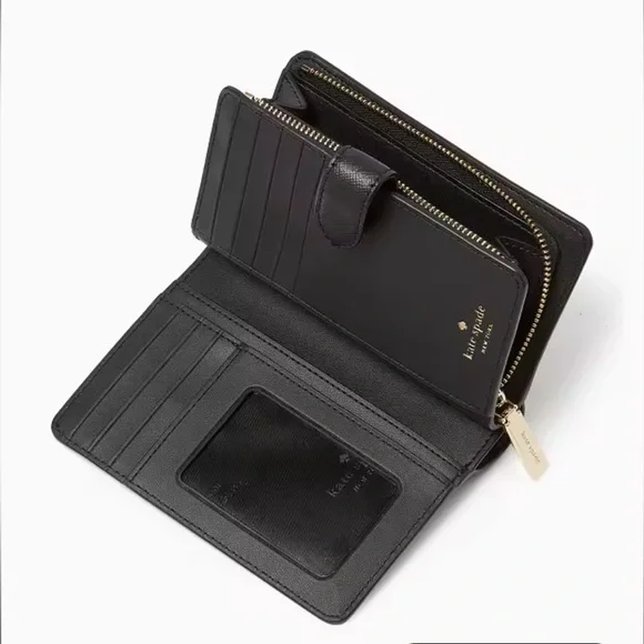 NIP Kate Spade Medium Black Compact Bifold Madison Wallet - Picture 7 of 8